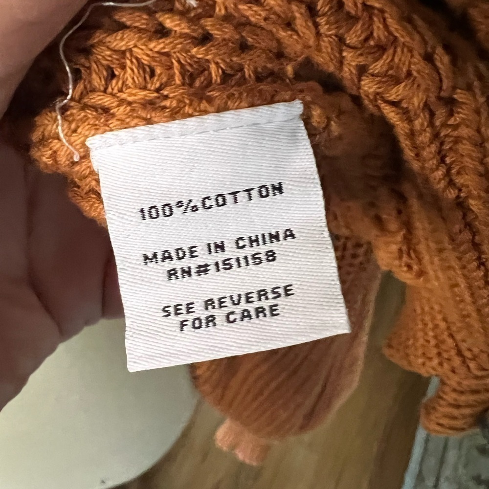 525 AMERICA Cognac cotton heavy knit balloon sleeves size large - Picture 7 of 11